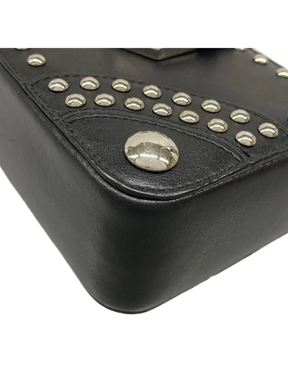 Prada Case Black Studded Leather Vanity Bag - Picture 7 of 10